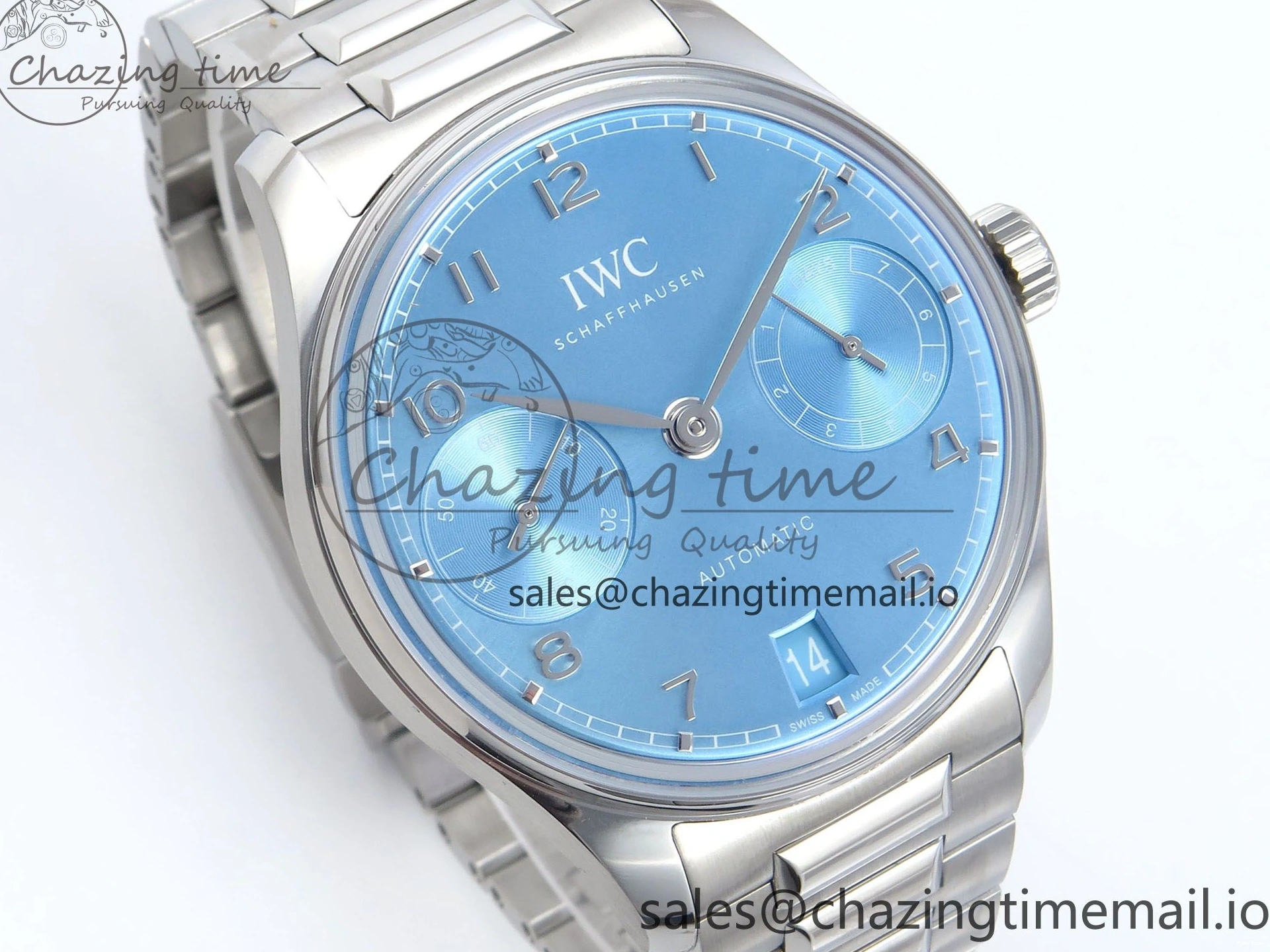 MIROTIME 0202 FashionForward Portugieser Auto IWC0562D APSF 1:1 Best Edition Light Blue Dial on SS Bracelet A 6994